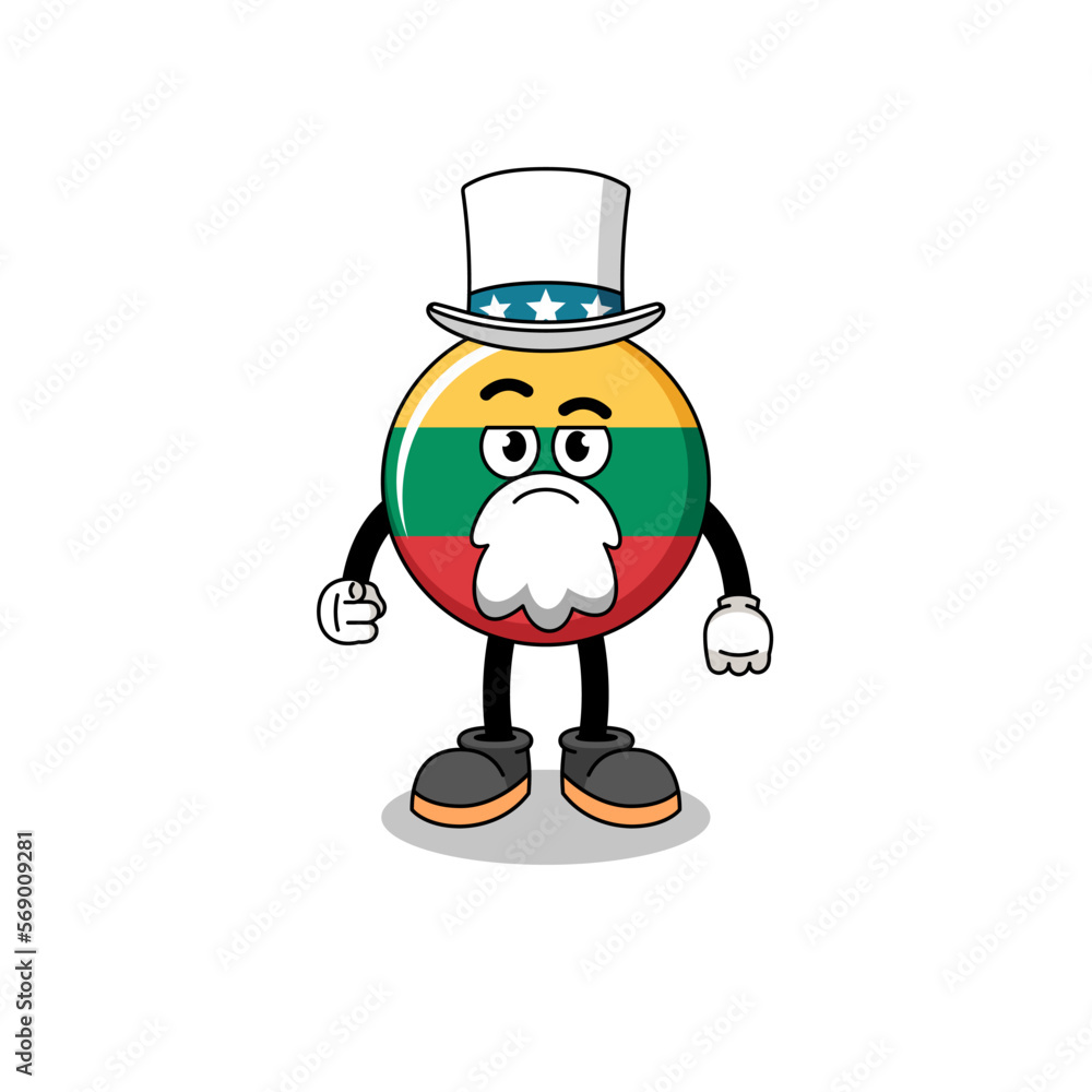 Fototapeta premium Illustration of lithuania flag cartoon with i want you gesture