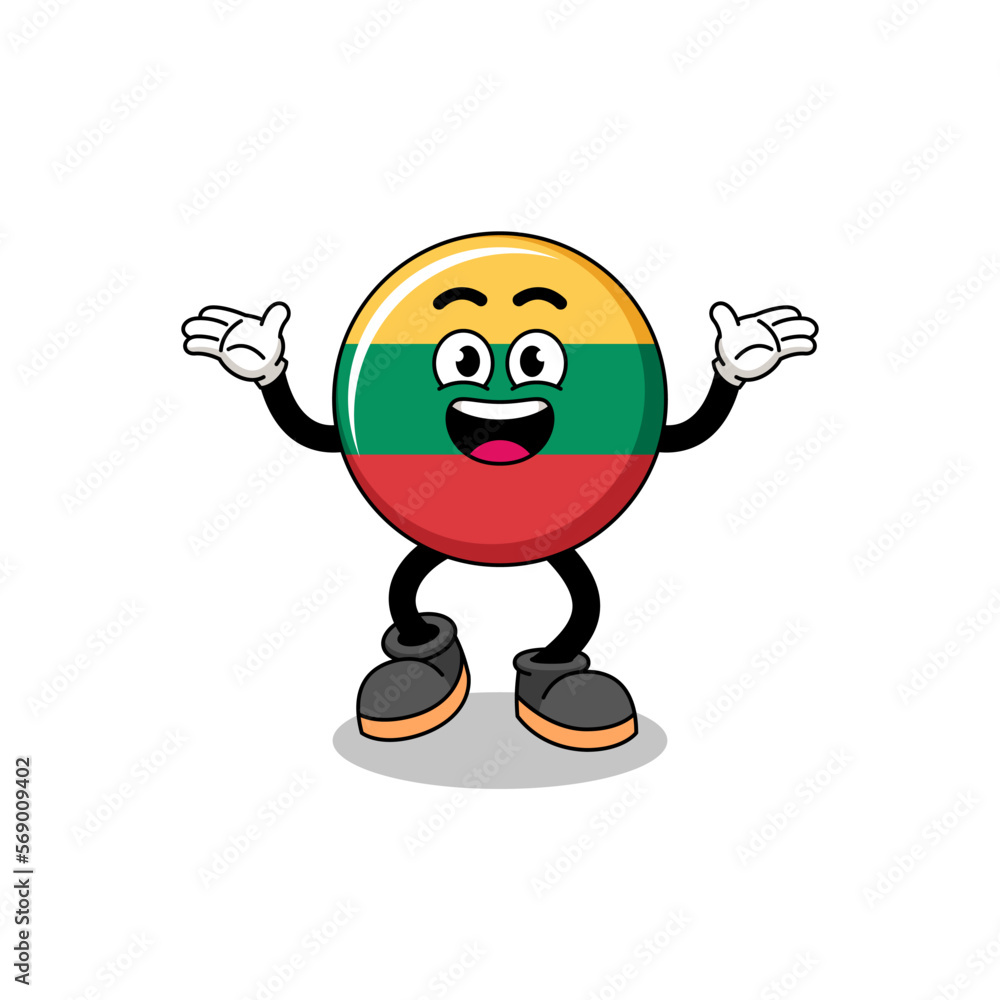 Obraz premium lithuania flag cartoon searching with happy gesture