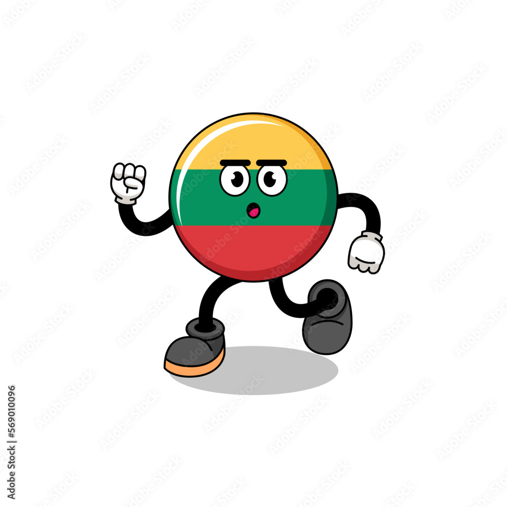 running lithuania flag mascot illustration