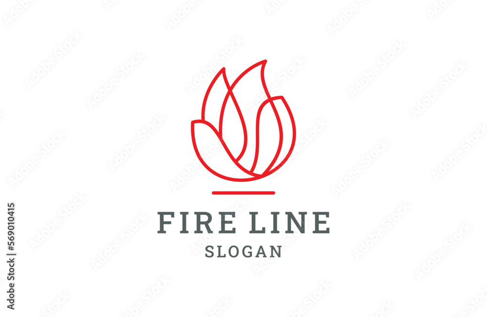 Fire Logo Red design vector template Linear style. Fire Logo Red design vector template Linear style.