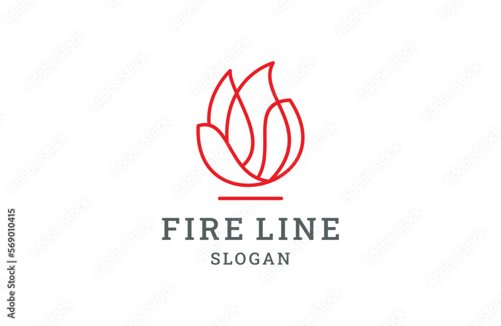 Fire Logo Red design vector template Linear style.