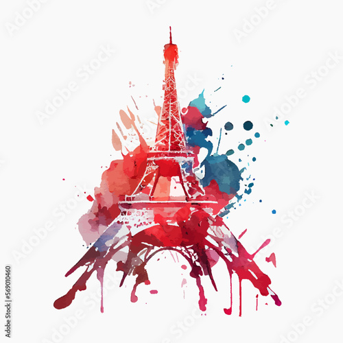 Eiffel tower watercolor. Tower in a watercolor style isolated on a white background. Illustration of watercolor Eiffel Tower France, Paris. Design for postcard, advertisement, book, poster, banner