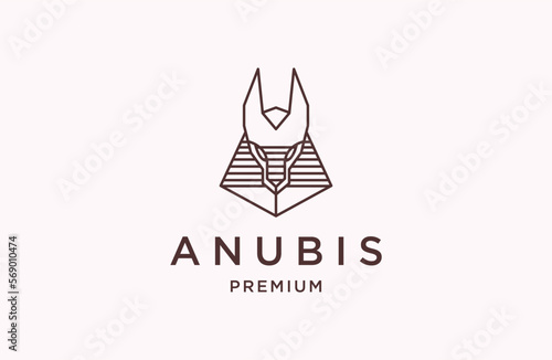 Abstract Anubis mono line logo icon design template vector illustration