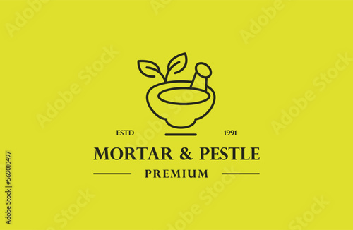 Pharmacy logo design mortar & pestle vector