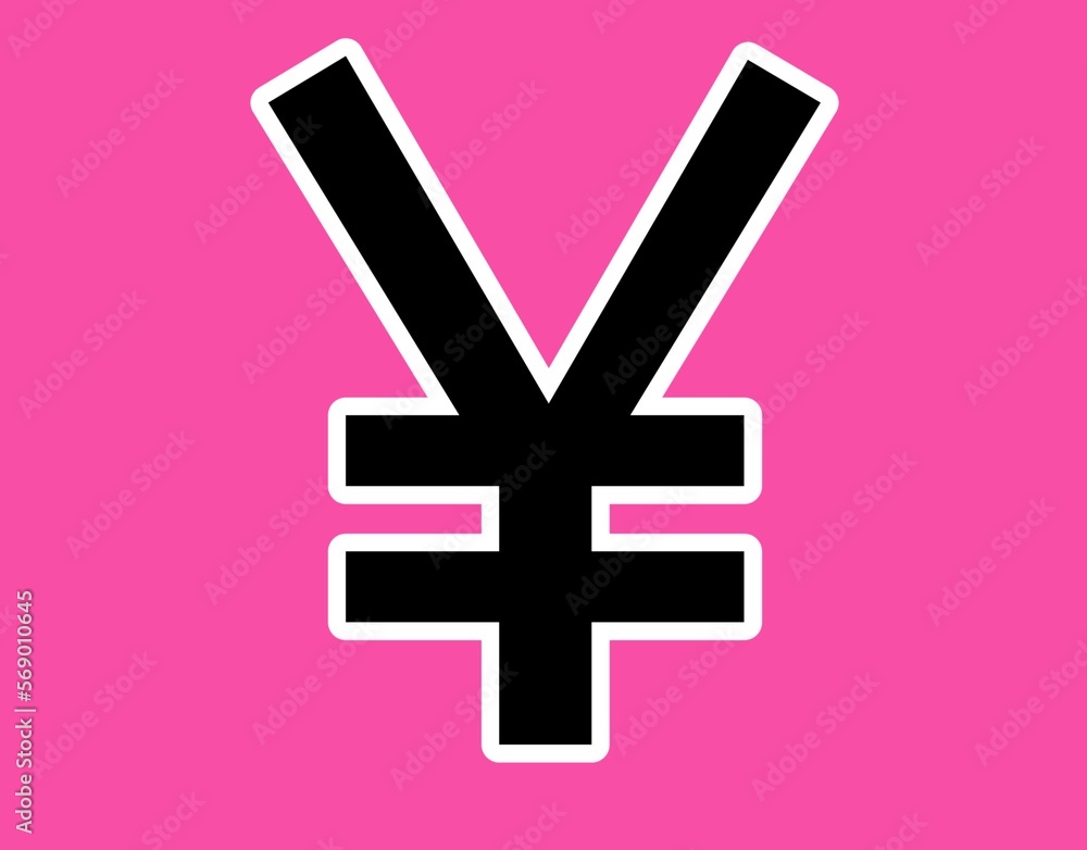 Obraz premium Yen japan money currency sign symbol on pink background for design elements 