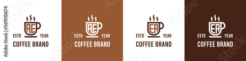 Letter AE and EA Coffee Logo, suitable for any business related to Coffee, Tea, or Other with AE or EA initials.