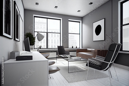 Modern Office design often features a neutral color