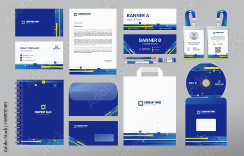 Business Stationary Kit with dark blue color combination