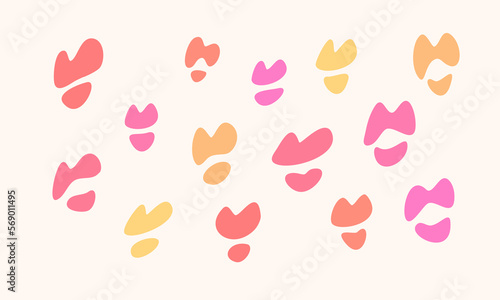 カラフルなキスマークのイラストセット