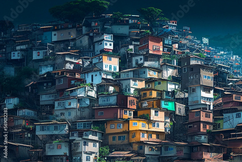 Hillside Favela - Generative Ai photo