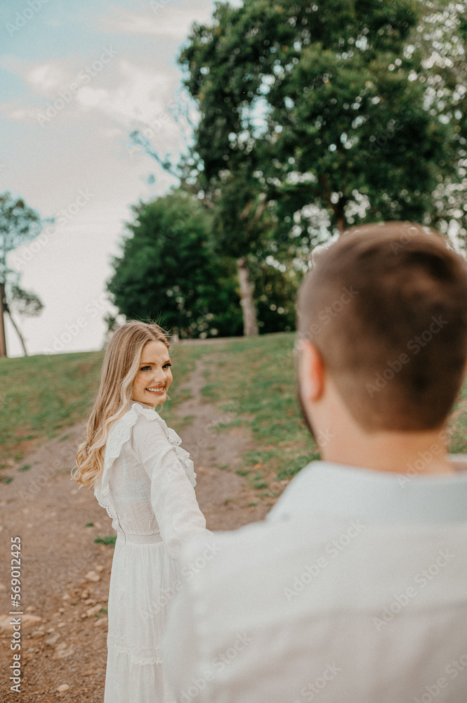 Couple love in the field romantic Couple love in the field romantic