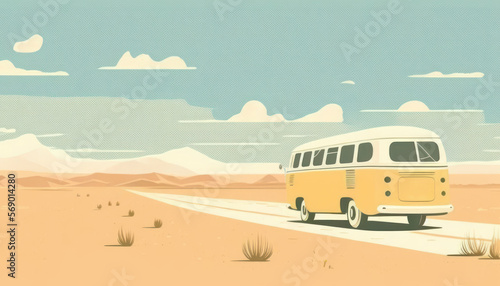 Car roadtrip driving on beautiful day background. Travel vacation concept. Generative AI photo