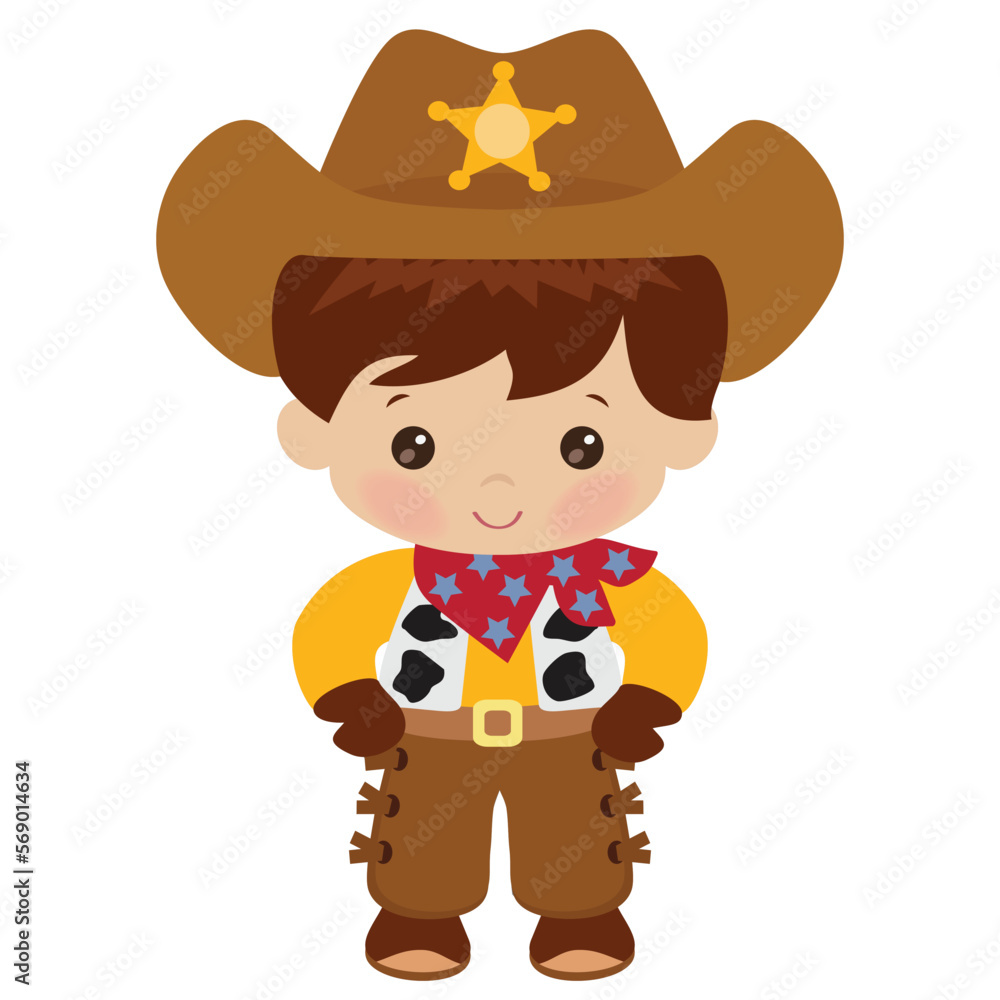 Vetor de Cute cowboy vector cartoon illustration do Stock Adobe Stock