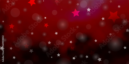 Light Pink, Red vector background with circles, stars.