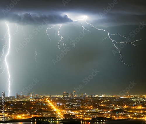 lightning over thunderstorm at the night