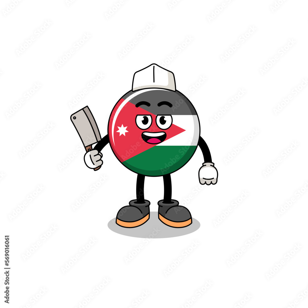 Mascot of jordan flag as a butcher Mascot of jordan flag as a butcher