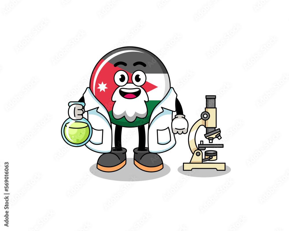 Mascot of jordan flag as a scientist Mascot of jordan flag as a scientist