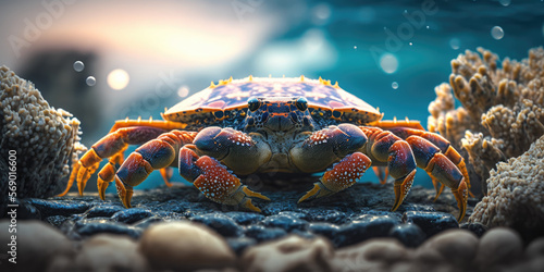 Colorful Crab  Animal Portrait  Generative AI