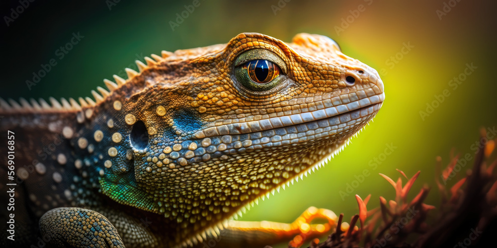 Fototapeta premium Hungry Lizard, Animal Portrait, Generative AI