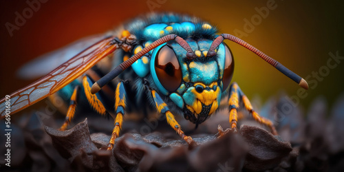 Blue Hornet, Animal Portrait, Generative AI © Ed Felumero
