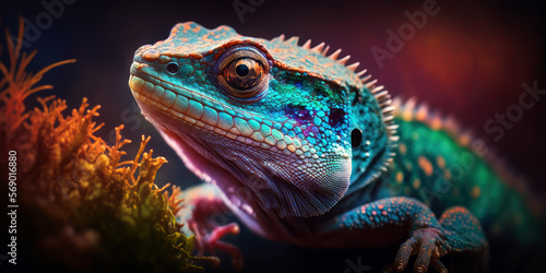 Blue Lizard, Animal Portrait, Generative AI