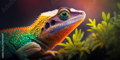 Bright Lizard  Animal Portrait  Generative AI