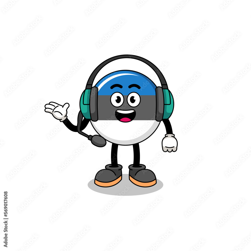 Mascot Illustration of estonia flag as a customer services Mascot Illustration of estonia flag as a customer services