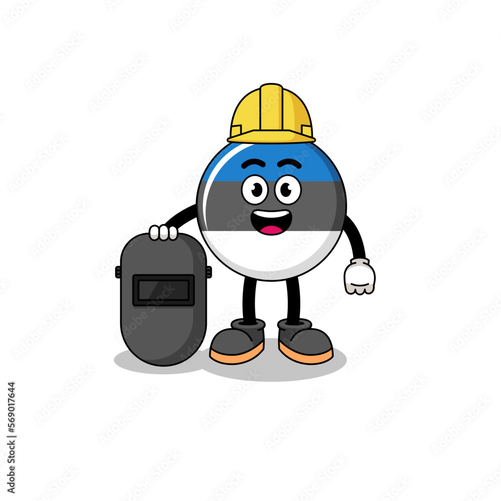 Mascot of estonia flag as a welder Mascot of estonia flag as a welder