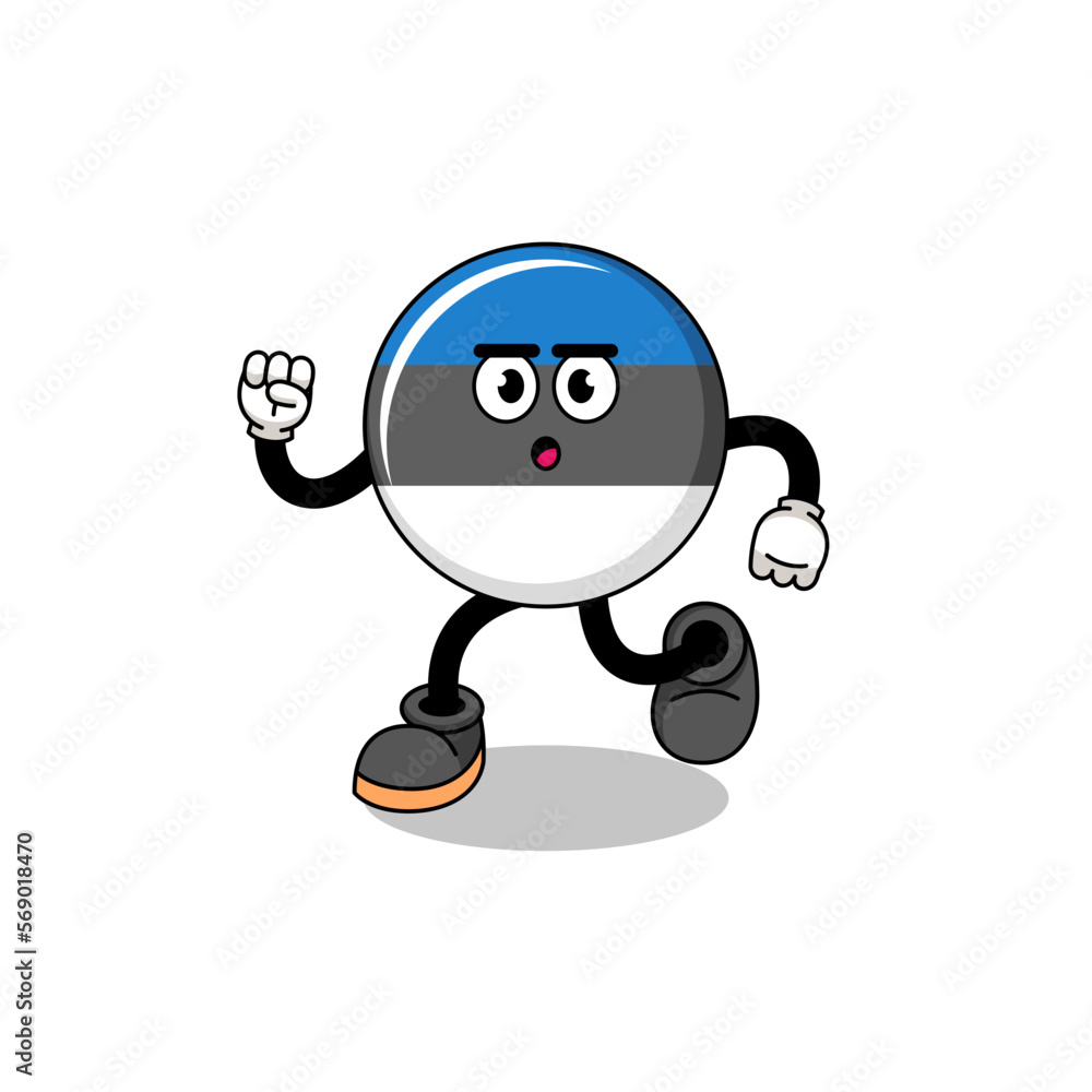 Fototapeta premium running estonia flag mascot illustration
