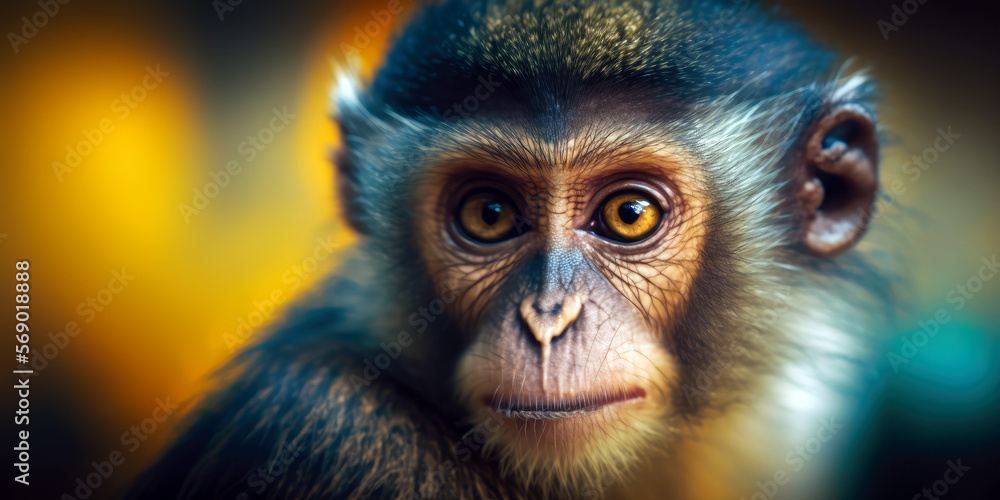 Monkey Face, Animal Portrait, Generative AI Monkey Face, Animal Portrait, Generative AI