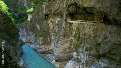 Aerial view of Yanzikou (Swallow Grotto) Trail and Liwu River gorge. Taroko National Park,Taiwan. photo