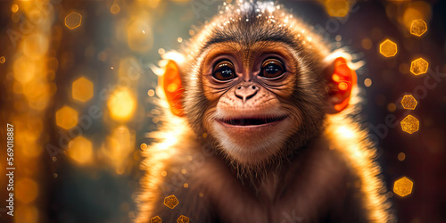 Smiling Monkey, Animal Portrait, Generative AI