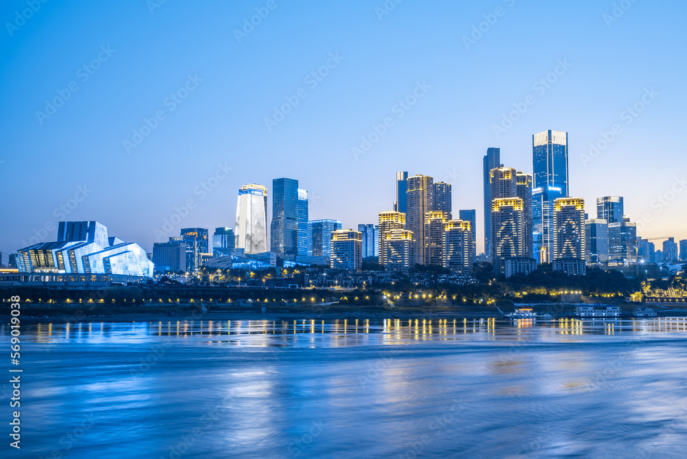 Fototapeta premium Night view of Jiangbeizui CBD in Chongqing, China