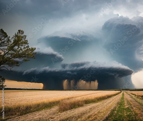 tornado clouds over the island of the state of the new zealand