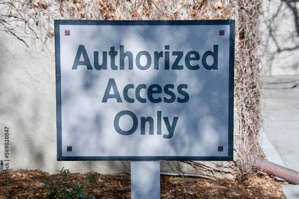 Obraz premium Authorized access sign black white with shadows