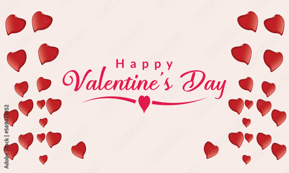 Lettering Happy Valentines Day banner. Valentines Day greeting card template with typography text happy valentine`s day and red heart and line on background. Vector illustration Lettering Happy Valentines Day banner. Valentines Day greeting card template with typography text happy valentine`s day and red heart and line on background. Vector illustration