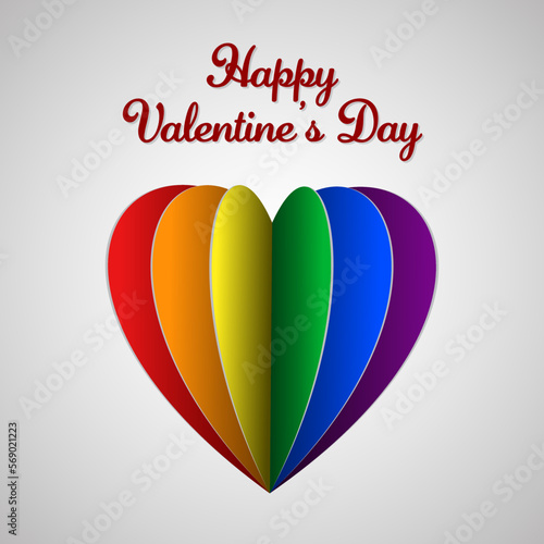 Rainbow paper heart. LGBT heart. Paper heart. Valentine's card. Vector illustration banner.