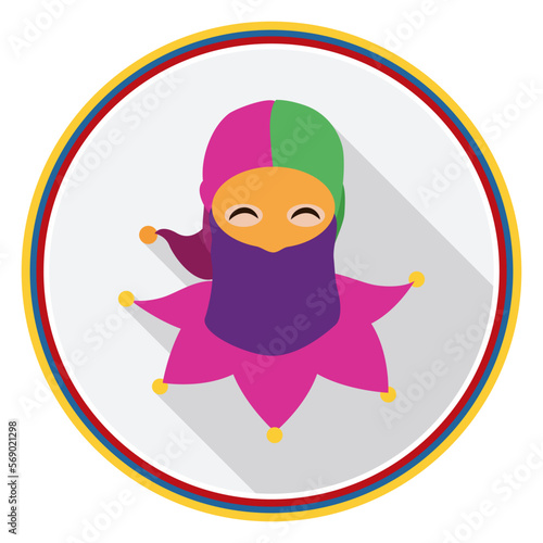 Monocuco portrait in flat style and long shadow Barranquilla's Carnival, Vector illustration photo
