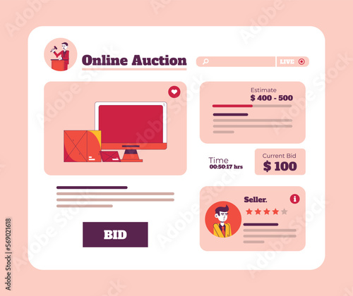 Online auction website template illustration