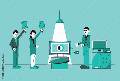 Auction in progress blue background illustration