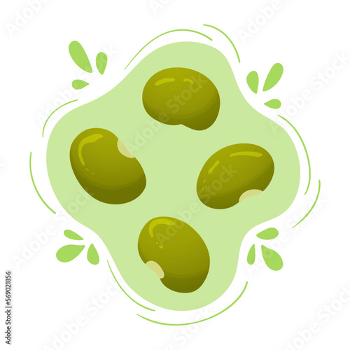 Fresh green lima beans. Cute flat design. Vegetarian protein source. Organic legume for healthy food. Nutrition design. World Pulses Day. Cultivating pulses.