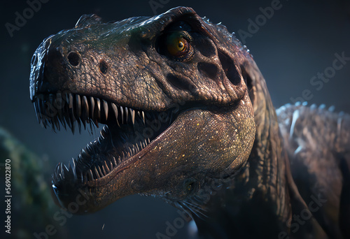 close-up of a tyrannosaurus rex dinosaur  generative ai