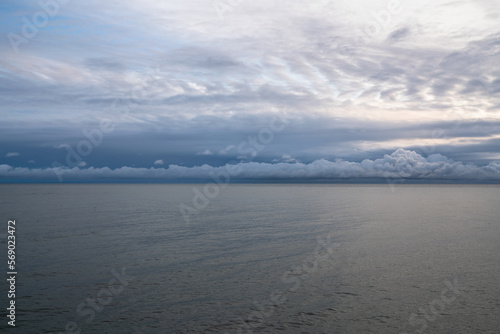 Black Sea on the coast of Sochi against the sunset sky  Sochi  Krasnodar Krai  Russia
