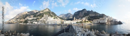 Amalfi on the Amalfi coast in Italy with panoramic view