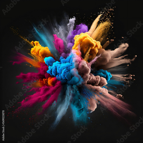 Powder splash art abstract color explosion, colorful graphic generative AI