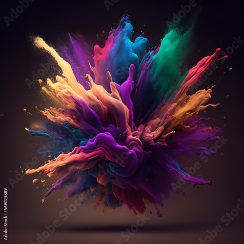 Powder splash art abstract color explosion, colorful graphic generative AI