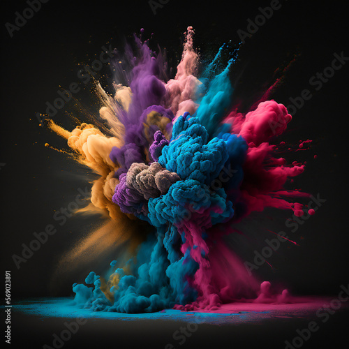 Powder splash art abstract color explosion, colorful graphic generative AI