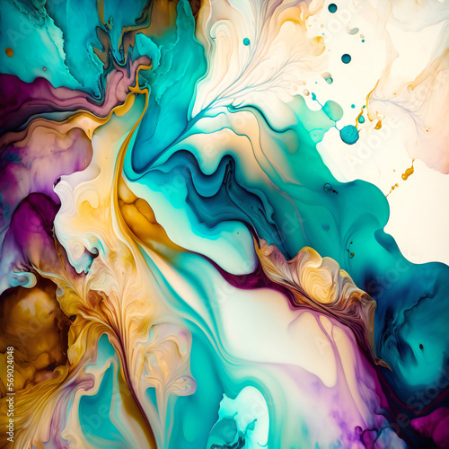 Marble ink abstract art background oil painting colorful generative AI