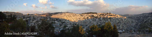 .Sunset in Jerusalem Israel with panoramic view