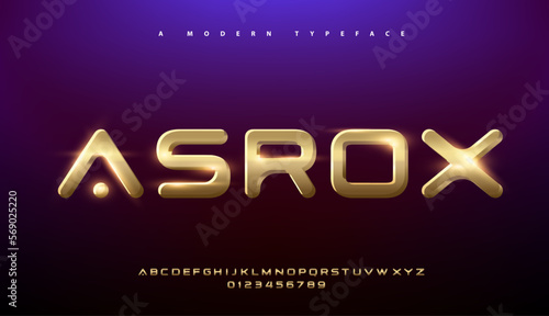 Sport Modern Alphabet Gold Font. Typography 3D urban style